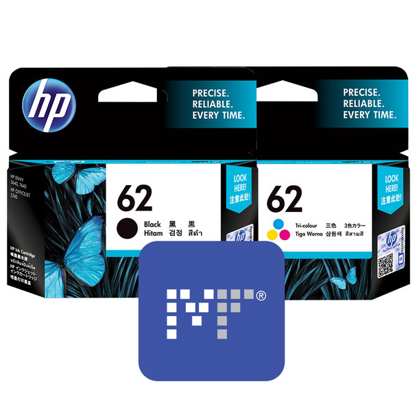 HP 62 Black Tri-Color Standard Ink Bundle (includes: C2P04AA & C2P06AA)