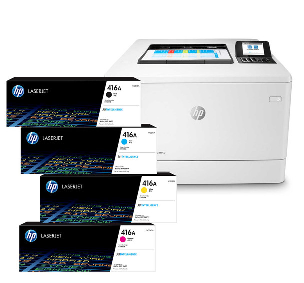 BUNDLE HP Color LaserJet Enterprise M455dn 28ppm A4 Colour Laser Printer + 416A Toners (W2040A, W2041A, W2042A, W2043A) (3PZ95A-416ABUN)