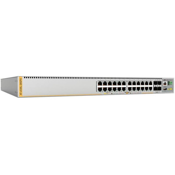 24-port POE+ 10/100/1000T stackable L3 switch with 4 x SFP+ ports and 2 fixed power supplies AU Power Cord