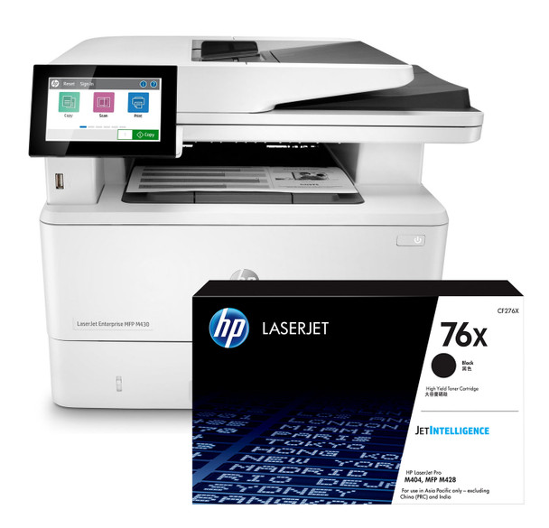 BUNDLE HP LaserJet Enterprise MFP M430f 40ppm A4 Mono Multifunction Laser Printer + 76X High Yield Black Toner