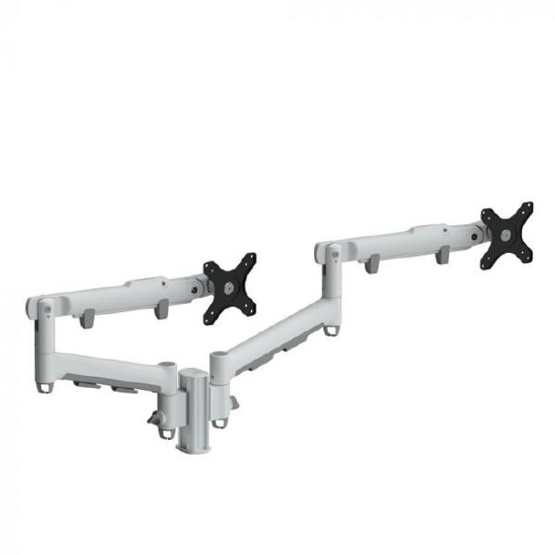 Atdec AWM Dual monitor mount solution on a 135mm post - F Clamp - White