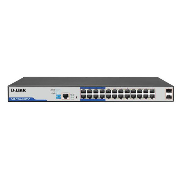 D-Link DGS-F1210, 26-Port Gigabit Smart Managed PoE+ Switch with 24 PoE RJ45 and 2 SFP Ports, 380W