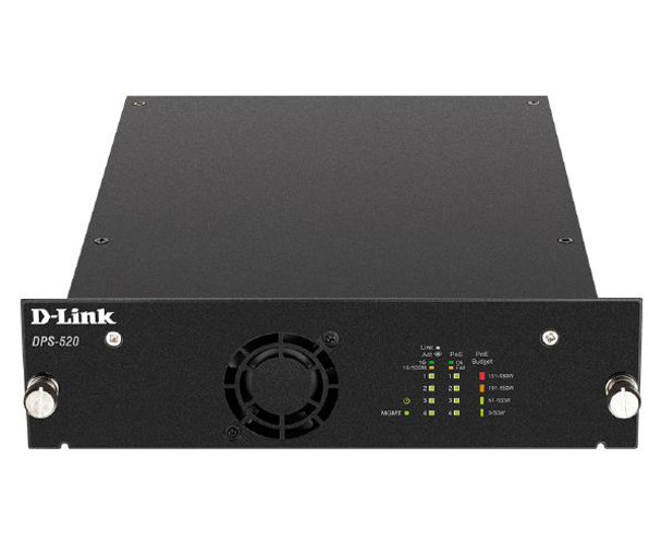 D-Link DPS-520, 5-Port PoE Redundant Power Supply with 4 BASE-T PoE and 1 x BASE-T MGMT Port