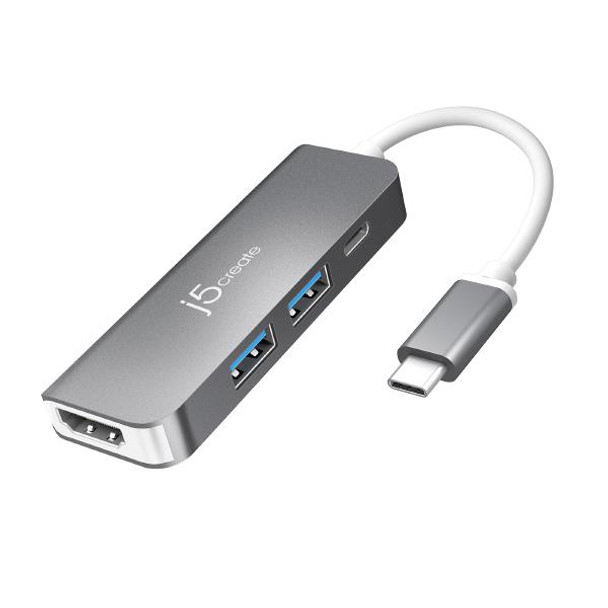 J5create JCD371 USB-C to HDMI &amp; USB 3.1 2-Port with Power Delivery (USB-C to HDMI, 2x USB-A 3.1, USB-C PD 60W)