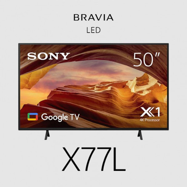 Sony Bravia X77L TV 50&quot; Entry 4K (3840 x 2160), 450-cd/m2 Brightness, HDR10, HLG, Android TV, Google TV, 3 Year Onsite