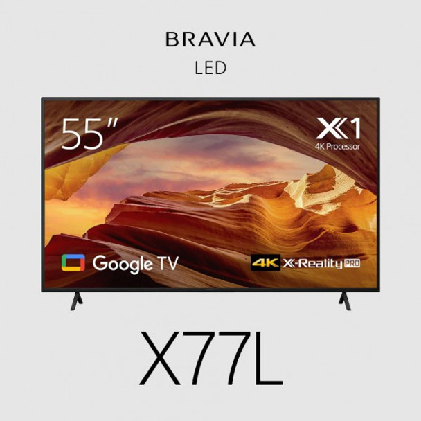 Sony Bravia X77L TV 55&quot; Entry 4K (3840 x 2160), 450-cd/m2 Brightness, HDR10, HLG, Android TV, Google TV, 3 Year Onsite