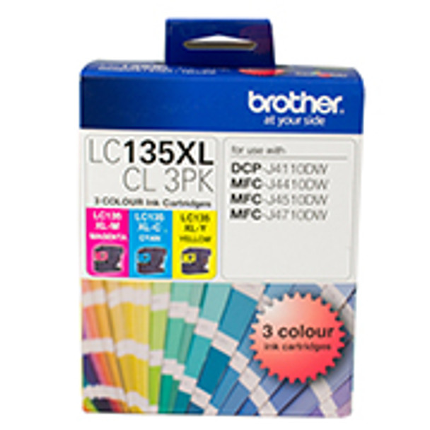 LC135XL COLOUR VALUE PACK 1XCYAN 1X MAGENTA 1X YELLOW