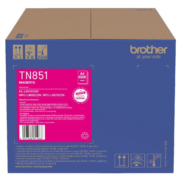 Brother TN-851M Genuine Standard Yield Magenta Toner Cartridge - 6.5K