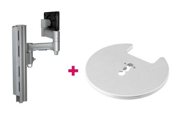 Atdec AWMS-4640 Single 18&quot; Monitor Arm on 15.7&quot; Post nd Grommet Clamp Desk Fixing, Silver