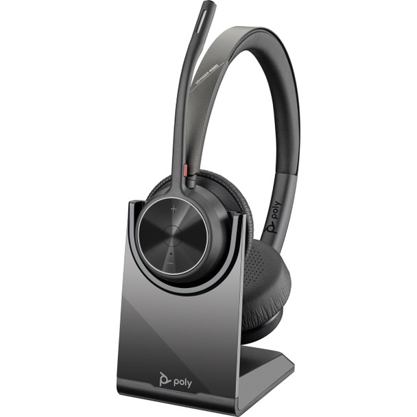 Poly Voyager 4320 USB-C Over-the-Head Wireless UC Stereo Headset + BT700 Dongle + Charging Stand (77Z31AA)