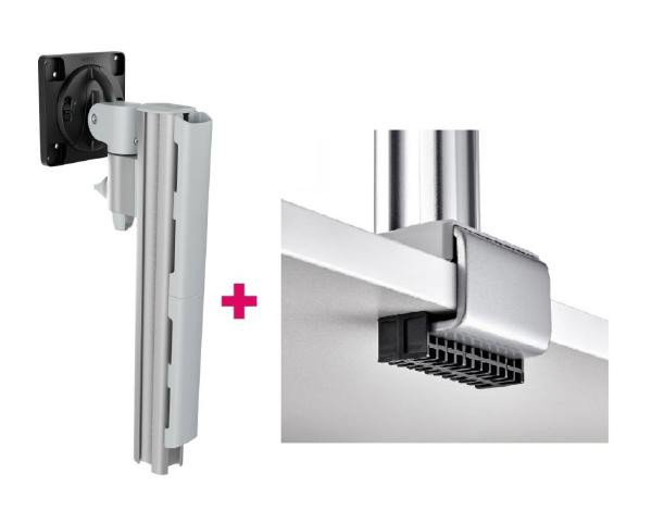 Atdec AWMS-1340 130mm Arm + 400mm Post / 12kg (26.5lb) Flat Screens, 10kg (22lb) Curved Screens + C Clamp Desk Fixing, Silver