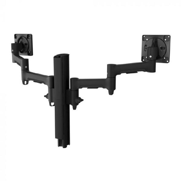 Atdec AWMS-2-4640 Dual Monitor Swing Arms on 400mm Post. Max Load: 12kg (flat), 10kg (curved), C-Clamp Desk Fixing, VESA up to 100x100. Black.