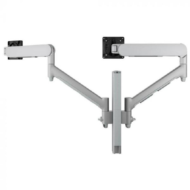 Atdec AWMS-2-D40 Dual Dynamic Monitor Arms on 400mm Post. Max Load: 8kg, C-Clamp Desk Fixing, VESA up to 100x100. Silver.