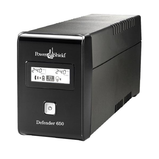 PowerShield PSD650 Defender 650VA / 390W Line Interactive Tower UPS with AVR, Hot Swappable Batteries, 2 Year Advanced Replacement Warranty