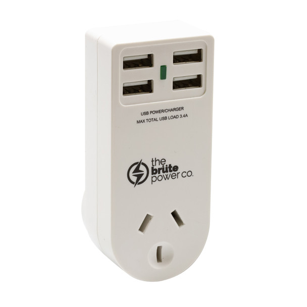 The Brute Power Co. Adaptor - 1 Socket + 4 USB