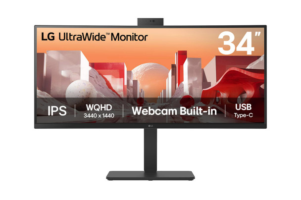 LG 34BA85QE-B 34" UWQHD CURVED IPS Conferencing Monitor (90W USB-C PD + Hub + Webcam)