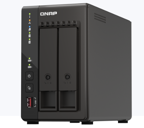 QNAP TS-253E-8G, 2-bay desktop NAS, Intel Celeron J6412 4C 2.0GHz, burst 2.6GHz, onboard 8GB RAM, 2 x HDMI 1.4b, 2x M.2 2280 PCIe slots, 2x 2.5GbE, 2 Years WTY