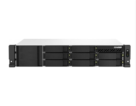 QNAP TS-864eU-RP-8G,8-bay short depth 12" rackmount NAS, Intel Celeron N5095 quad-core, 8 GB onboard not expandable, 8 x 3.5"/2.5" SATA 6Gb/s drive bays, 3 Yrs