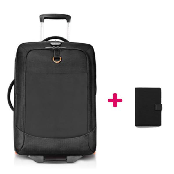 Everki Wheeled 420 Laptop Trolley fits 15" to 18.4" + RFID Passport Holder with Passport-Slot, Card-Slot and Ticket-Holder Bundle
