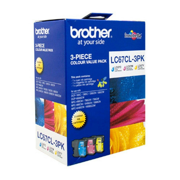 Brother LC-67 3 Colour Ink Cartridge Value Pack Genuine