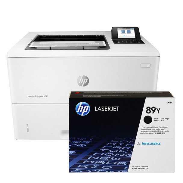 BUNDLE HP LaserJet Enterprise M507dn 45ppm A4 Mono Laser Printer + 89Y Extra High Yield Black Toner (CF289Y)