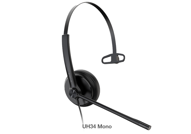 Yealink UH34 Mono Teams USB Headset, Lightweight, All Day Wearing Comfort, Ear Wideband Noise Cancelling Microphone, Leather Ear Cushions, USB-A