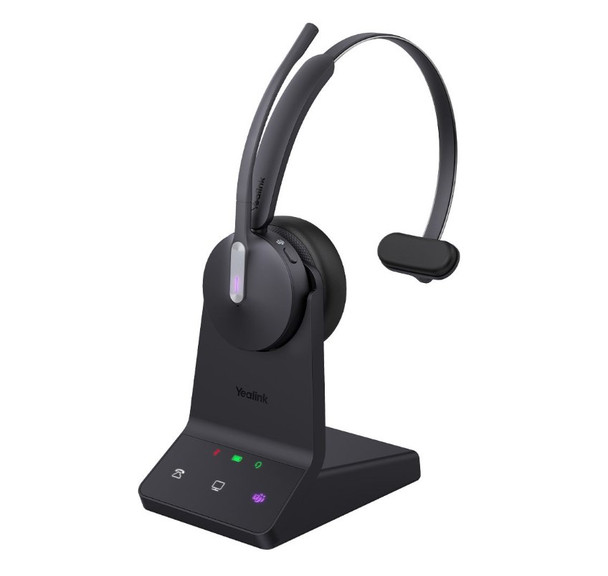 Yealink WH64 Mono UC DECT Wireless Headset, DECT & Bluetooth Wireless Technology, 3-Mic Noise Cancellation, UC Certified,  Charging Stands