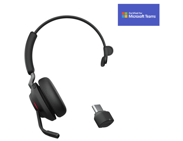 JABRA WIRELESS EVOLVE2 65 MS MONO BLUETOOTH HEADSET + LINK 390C BT,USB-C