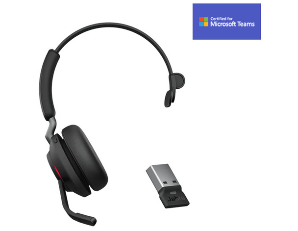 JABRA WIRELESS EVOLVE2 65 MS MONO BLUETOOTH HEADSET + LINK 390A,USB-A