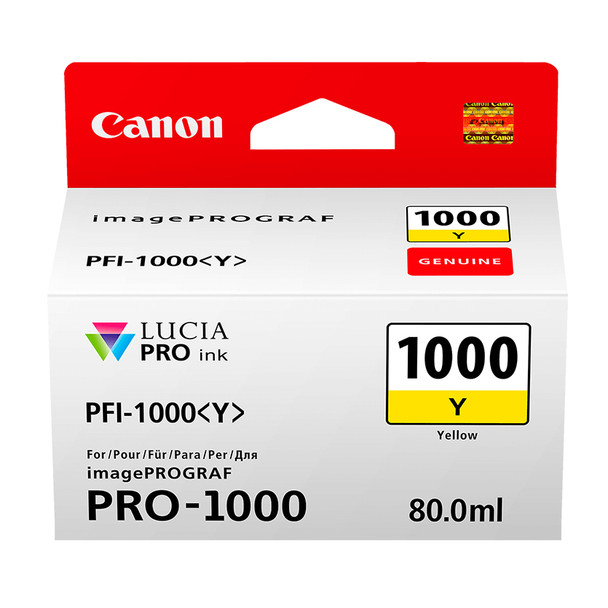 Canon PFI-1000Y 80ml Yellow Ink Tank Genuine for IMAGEPROGRAF PRO-1000