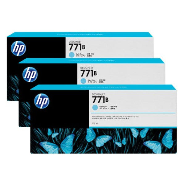 HP 771B 3-pack 775-ml Light Cyan Ink Cartridges for DesignJet Z6200/Z6800/Z6810