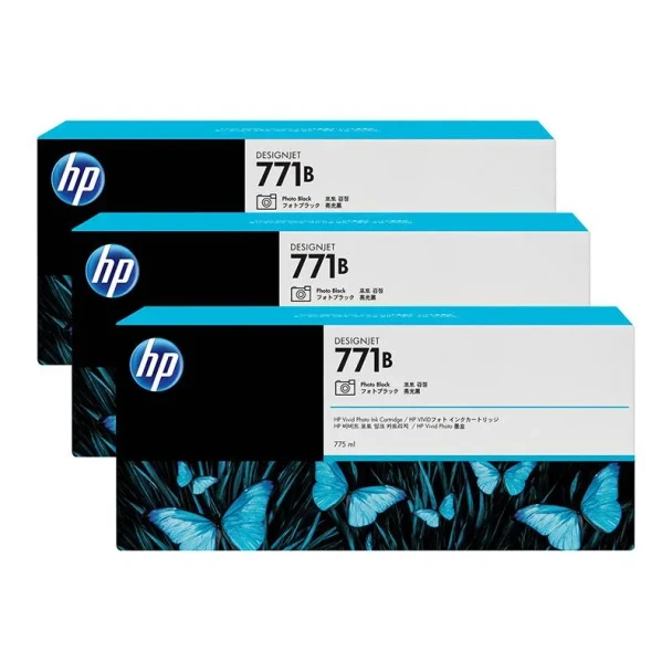 HP 771B 3-pack 775-ml Photo Black Ink Cartridges for DesignJet Z6200/Z6800/Z6810