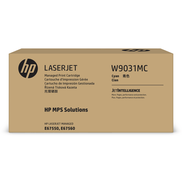 HP LaserJet W9031MC Managed High Yield Cyan Toner Cartridge for E67550/E67560/E67650/E67660 Genuine