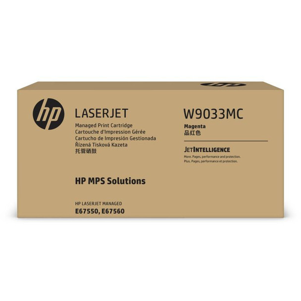 HP LaserJet W9033MC Managed High Yield Magenta Toner Cartridge for E67550/E67560/E67650/E67660 Genuine