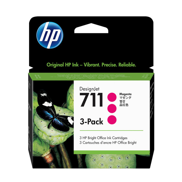 HP 711 3-pack 29-ml Magenta Ink Cartridges for DesignJet T120/T520/T125/T130/T525/T530