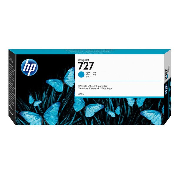 HP 727 300-ml Cyan Ink Cartridge for DesignJet T920/T930/T1500/T1530/T2500/T2530