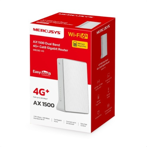 Mercusys MB260-4G 4G+ Cat6 AX1500 Wireless Dual Band Gigabit Router