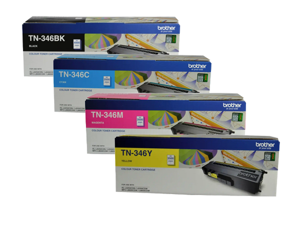 Brother Genuine TN-346 High Yield Toner Set (Includes Black + Cyan + Magenta + Yellow)