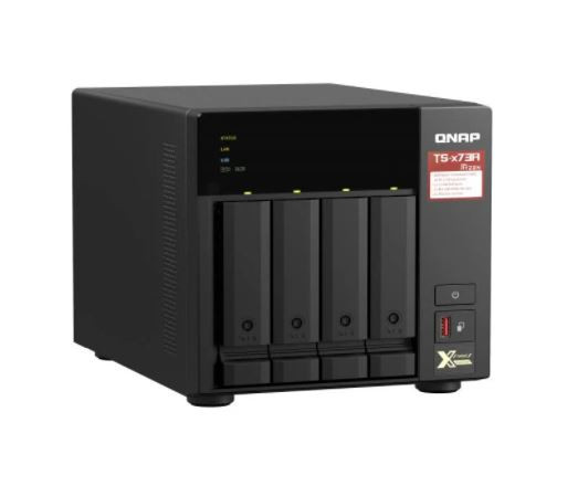 QNAP TS-473A-8G 4-Bay NAS, AMD V1500B quad-core 2.2 GHz processor, 8GB DDR4 RAM (max 64GB), 4x 2.5"/3.5" + 2x M.2 2280 PCIe Gen3 x1 slots, 3y wty