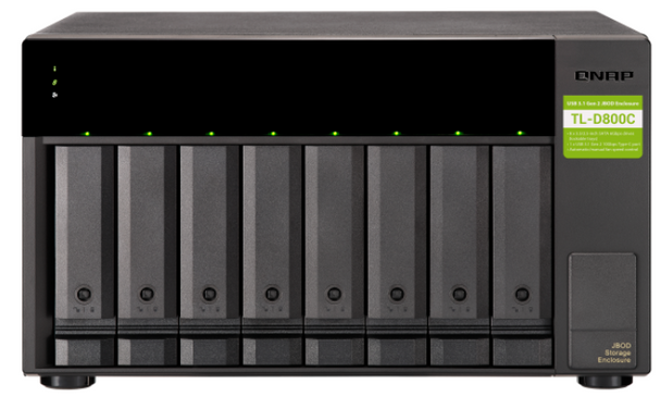 QNAP TL-D800C 8-bay desktop USB-C 3.1 Gen2 10Gbps JBOD expansion unit  with a 1-meter USB-C to USB-A 3.1 Gen2 cable./2 Years WTY