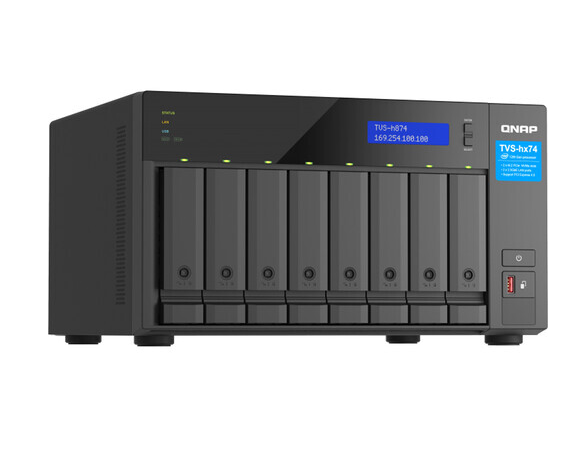 QNAP TVS-h874-i7-32G, 8-bay QuTS hero NAS, Intel Core i7 12-core (8P+4E) /20-thread Processor, 32GB SO-DIMM  DDR4(max.64GB), 8 x 2.5"/3.5" SATA HDD, 3 Yrs WTY