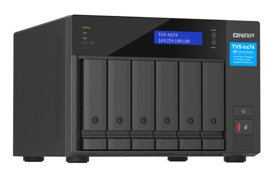 QNAP TVS-h674-i3-16G,6-bay QuTS hero NAS, Intel Core i3-12100 4-core/8-thread, up to 4.3GHz, 16GB SO-DIMM  DDR4(max.128GB), 6 x 2.5"/3.5" SATA HDD/3 Yrs