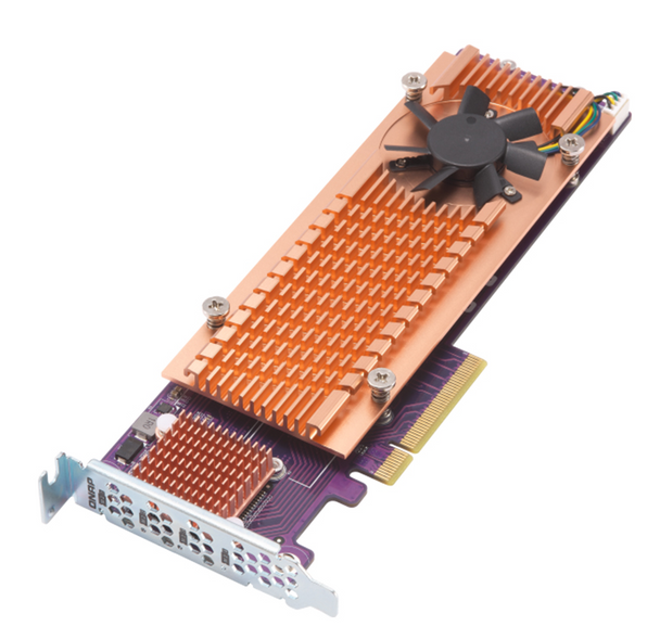 QNAP - Quad M.2 PCIe SSD expansion card; supports up to four M.2 2280 formfactor M.2 PCIe (Gen3 x4) SSDs; PCIe Gen3 x8 host interface;