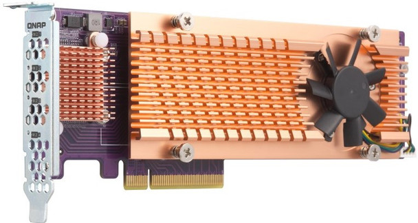 QNAP DUAL M.2 22110/2280 PCIE (Gen3 x 4) NVME SSD EXPANSION CARD. PCIe and Lanes: PCIe Gen3 x 8. Low-profile flat and Full-height brackets are also included