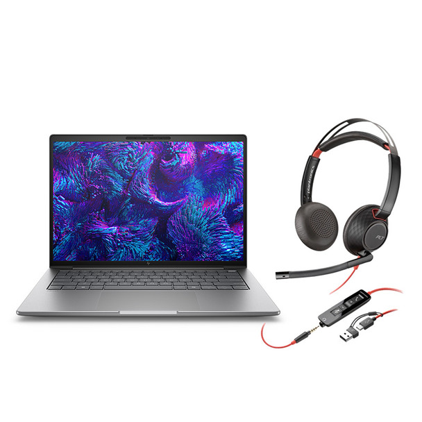 Bundle Deal : HP ZBook 8 G1i 14" Touchscreen Business Laptop (D38G7PT) U7/16GB/512GB/W11P + Poly C5220 Stereo Business Headset (207576-201)