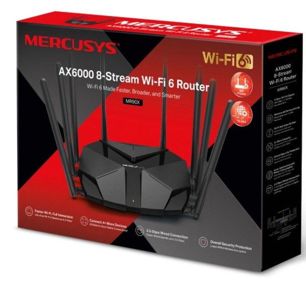 (EOL)Mercusys MR90X AX6000 8-Stream Wi-Fi 6 Router, Up to 6 Gbps, MU-MIMO, OFDMA,WPA3