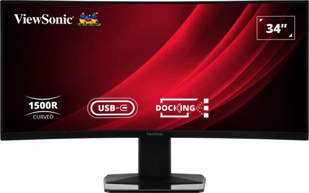 ViewSonic 34' Curved Docking Monitor with KVM Switch – 3440×1440 VA, 1500R, 120Hz, HDR10, USB-C 65W, DP, HDMI, RJ45, 3x USB-A, KVM, sRGB 121%