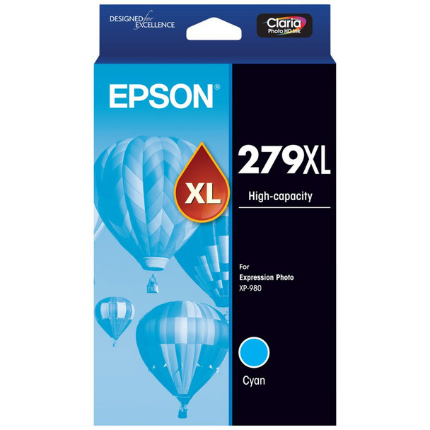 Epson 279XL High Yield Claria Photo HD Cyan Ink Cartridge Genuine for XP-980