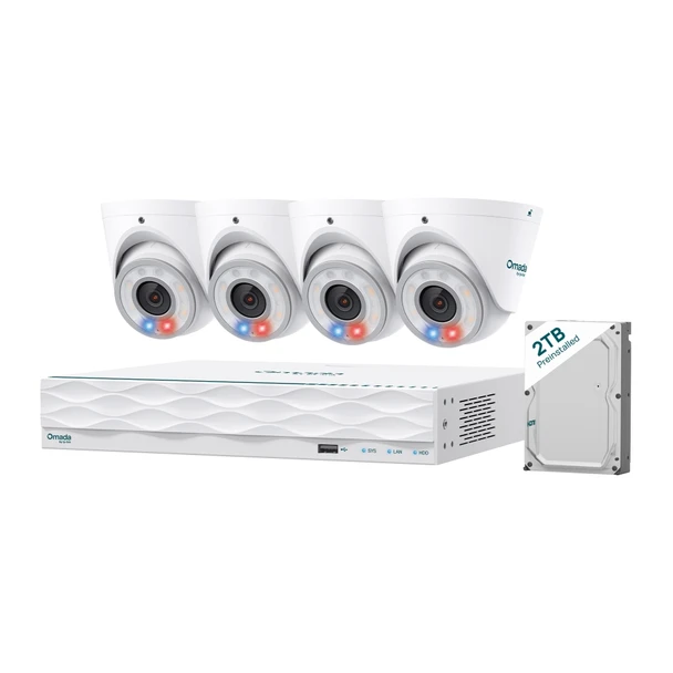 TP-Link Omada T8S4 8MP Turret PoE Security Camera Kit (4 Cameras + 2TB HDD)