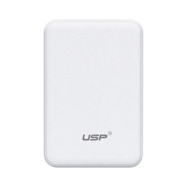 USP 5K mAh Mini Power Bank - White, 1x USB-C, 1x USB-A, Built-in NTC Battery Protection, 5 Years Warranty